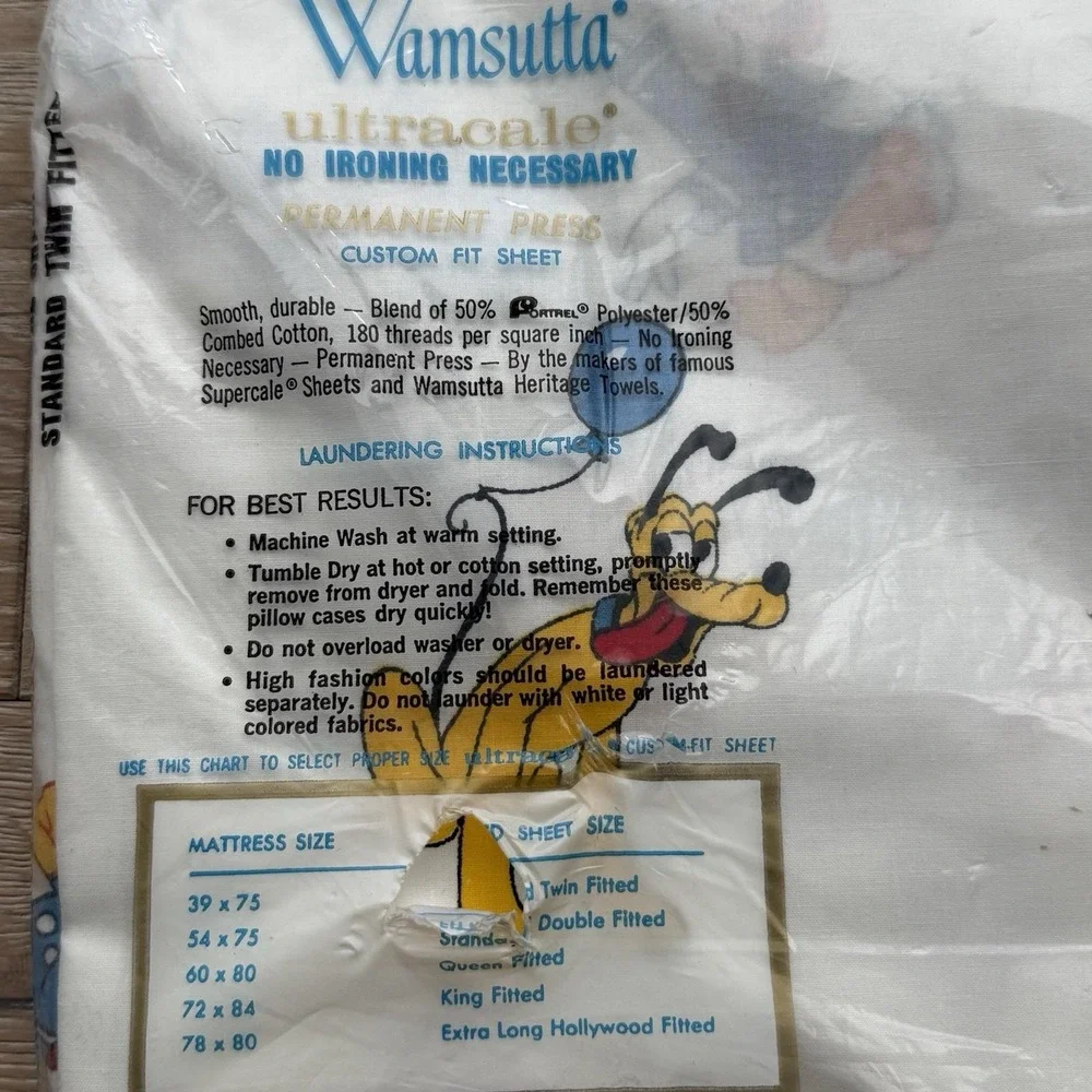Wamsutta Ultracale VINTAGE Mickey‎ & His Friends Twin Flat And Fitted NEW In Pkg